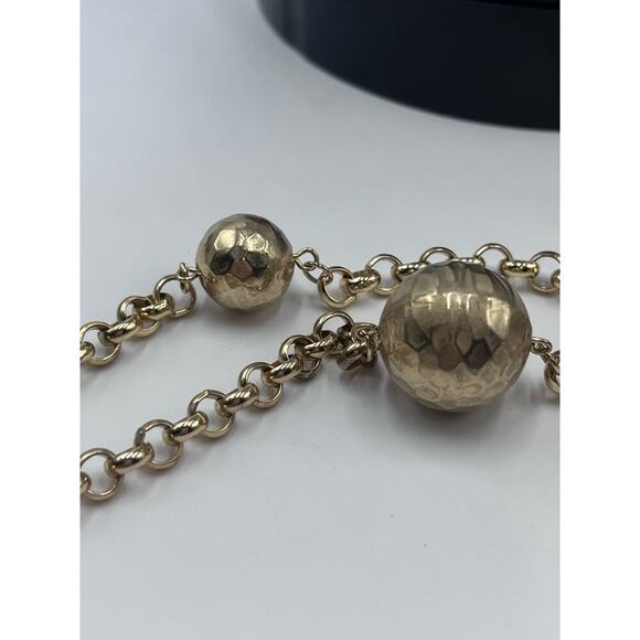 Chicos Maye Long Necklace Goldtone Metal Large Hammered Balls on
Chain 40" - Picture 11 of 14
